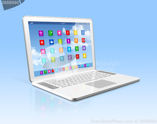 Image of Laptop Computer - apps icons interface