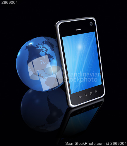 Image of Smartphone And World Globe