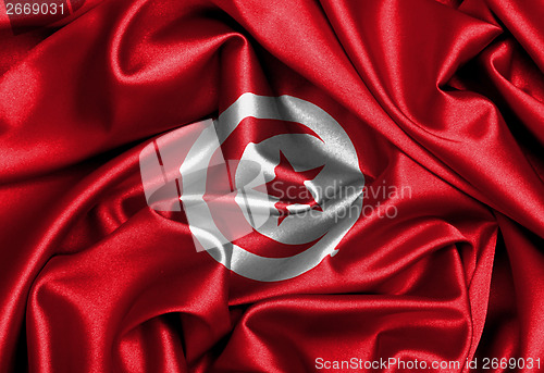 Image of Satin flag, three dimensional render