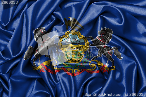 Image of Satin flag, three dimensional render