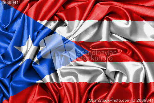 Image of Satin flag, three dimensional render