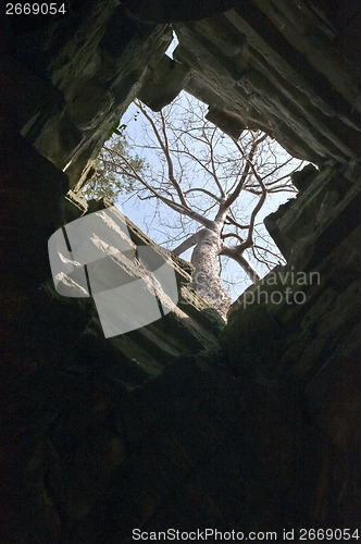 Image of A view upwards inside the tower