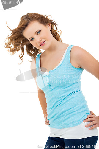 Image of young teenager girl smiling having fun portrait