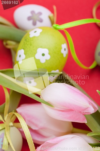 Image of beautiful easter egg decoration colorfull eggs seasonal pastel 