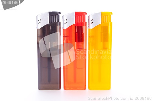 Image of Vividly coloured plastic lighters