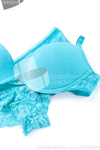 Image of Set of sexy turquoise blue lingerie