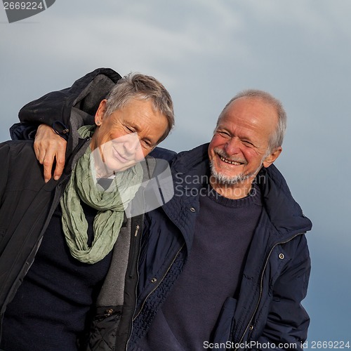 Image of happy senior couple elderly people together outdoor