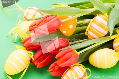 Image of Colourful red Easter still life