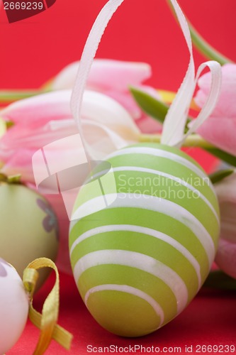 Image of beautiful easter egg decoration colorfull eggs seasonal pastel 