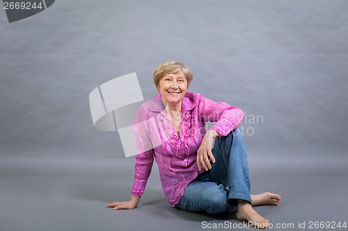 Image of Beautiful blond trendy senior lady