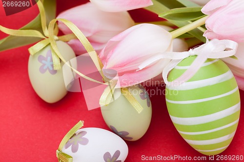 Image of beautiful easter egg decoration colorfull eggs seasonal pastel 