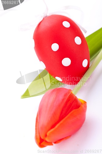 Image of Colourful red Easter still life