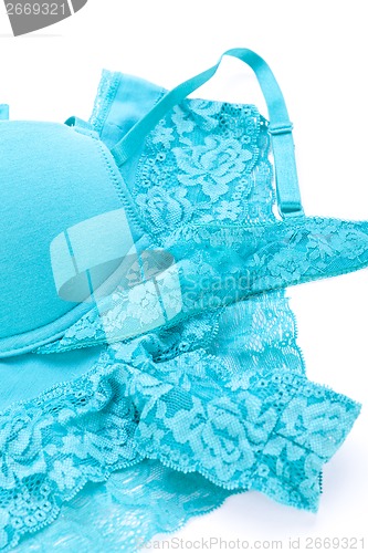 Image of Set of sexy turquoise blue lingerie
