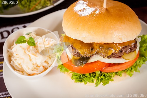 Image of Cheeseburger with cole slaw 