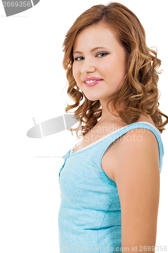 Image of young teenager girl smiling having fun portrait