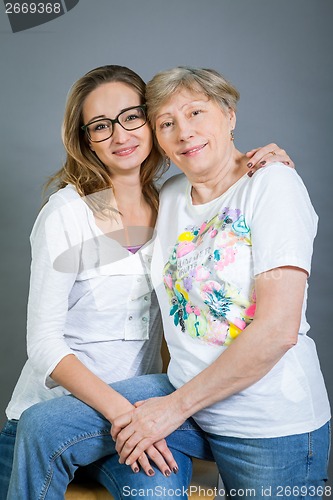 Image of Loving grandmother and granddaughter