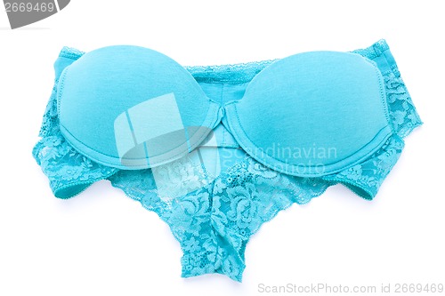 Image of Set of sexy turquoise blue lingerie