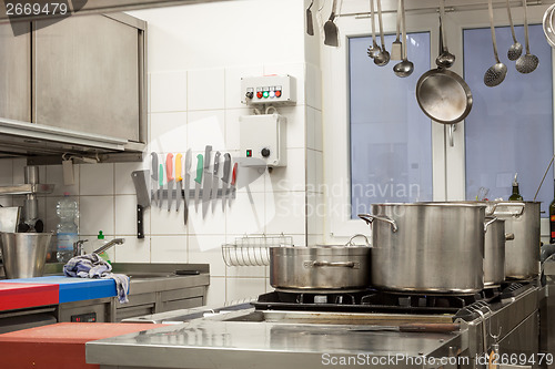 Image of Neat interior of a commercial kitchen