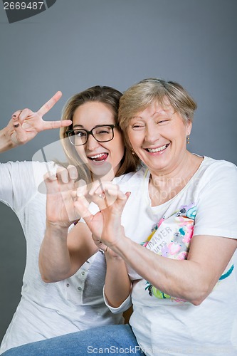 Image of Loving grandmother and granddaughter