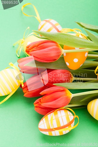 Image of Colourful red Easter still life