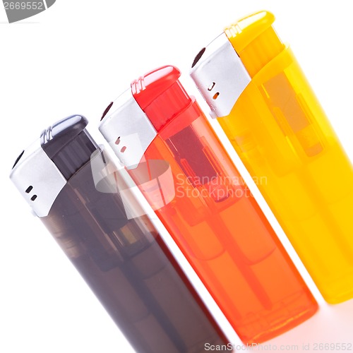 Image of Vividly coloured plastic lighters