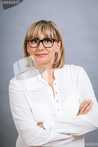 Image of Scholarly attractive woman in glasses