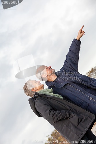 Image of happy senior couple elderly people together outdoor