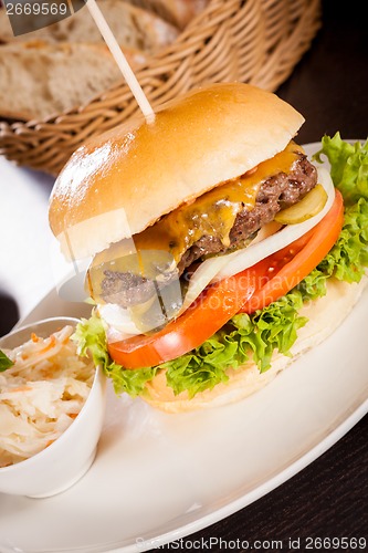 Image of Cheeseburger with cole slaw 