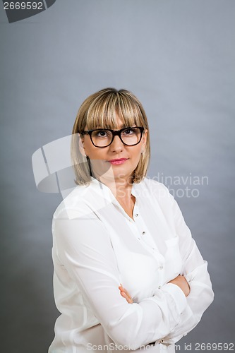 Image of Scholarly attractive woman in glasses