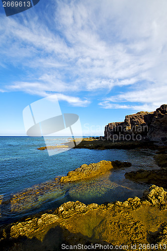 Image of beach  light  water   lanzarote  foam   landscape   sky cloud   
