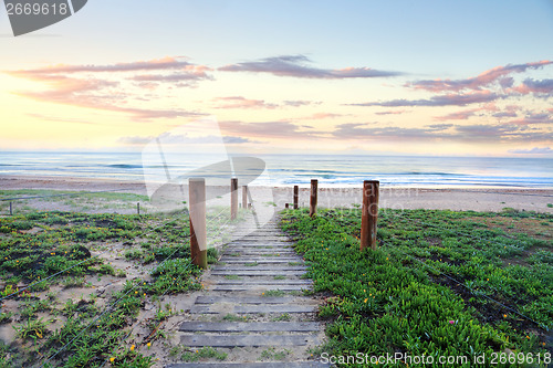 Image of Path that refreshes the soul.  Beach sunrise Australia