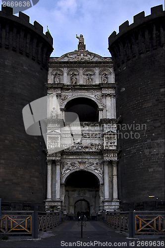 Image of of  maschio angioino   in naples italy  