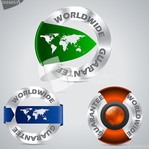Image of Various worldwide metallic guarantee badges