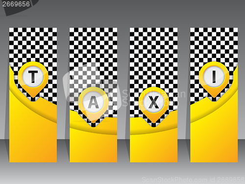 Image of Yellow taxi labels with pointers