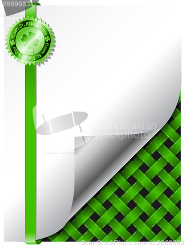 Image of St patricks day background design with green badge