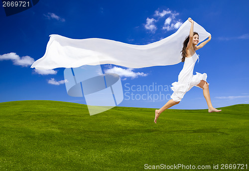 Image of Jumping with a white tissue