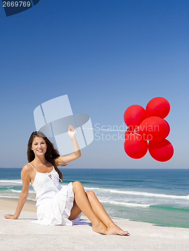 Image of Girl with red ballons