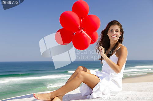 Image of Girl with red ballons