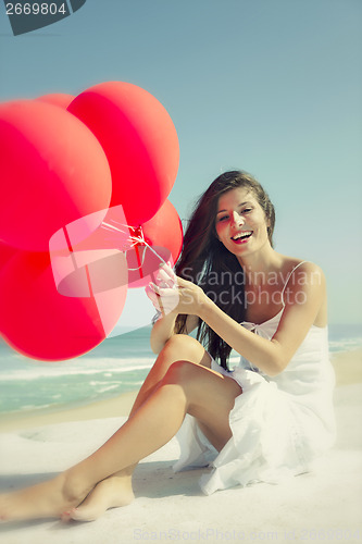 Image of Girl with red ballons