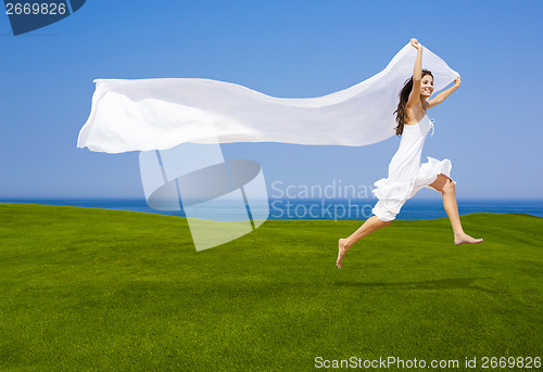 Image of Jumping with a white tissue