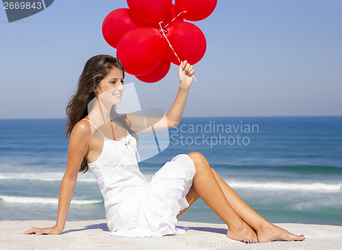 Image of Girl with red ballons