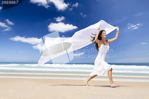 Image of Jumping with a white scarf