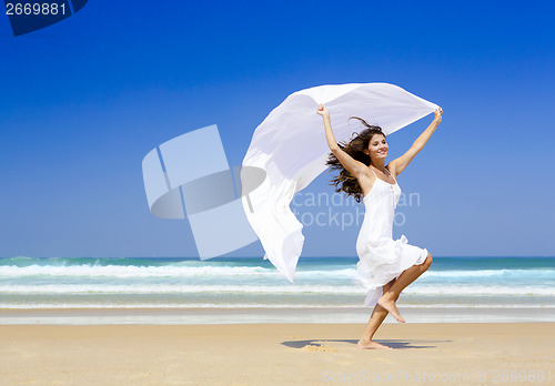 Image of Jumping with a white scarf