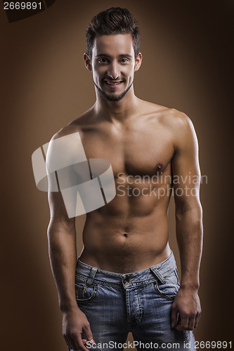 Image of Shirtless male smiling