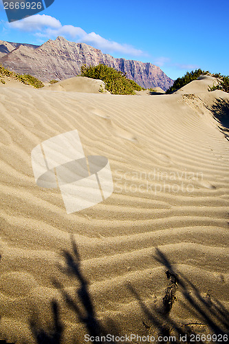 Image of abstract yellow dune  hil and mountain    lanzarote spain 