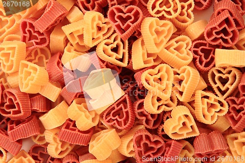 Image of pasta hearts as valentine texture