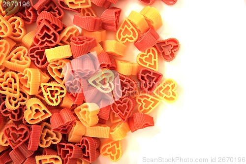 Image of pasta hearts as valentine texture
