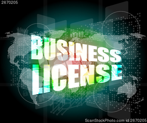 Image of business license on digital touch screen