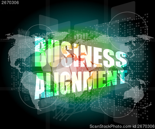 Image of business alignment words on touch screen interface