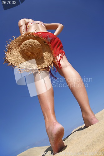 Image of Beach Woman and Hat